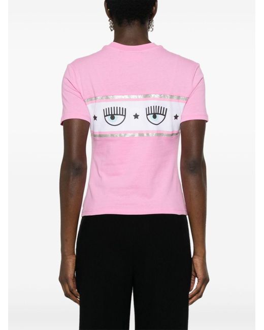 Camiseta con estampado Maxi Logomania Chiara Ferragni de color Pink