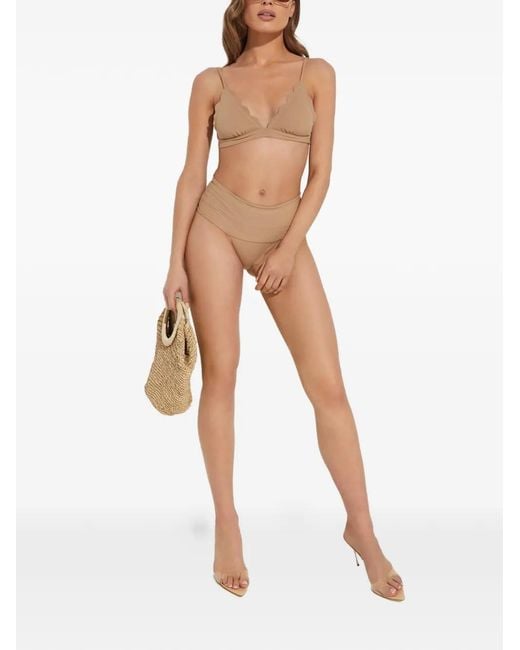 Marysia Swim Natural Santa Clara Scallop-Hem Bikini Bottoms