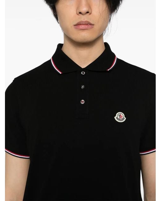 Moncler Black Cotton Polo Shirt for men