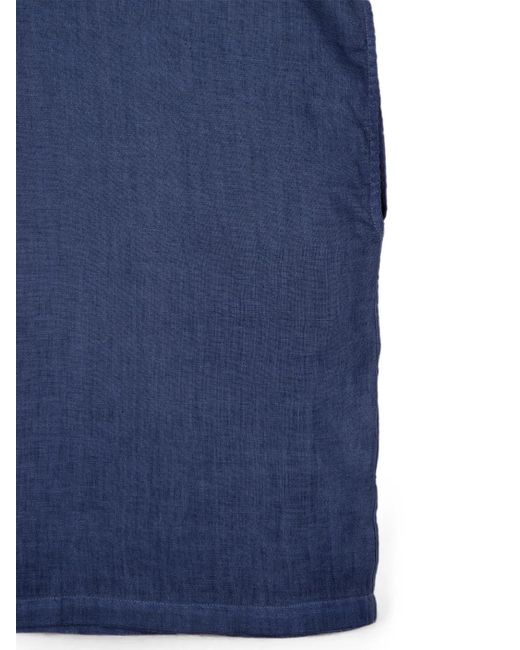 120% Lino Blue Linen Short-Sleeve Shirt