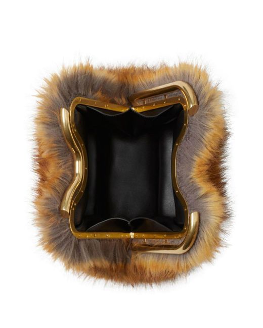 Burberry Brown B Frame Faux-fur Bag