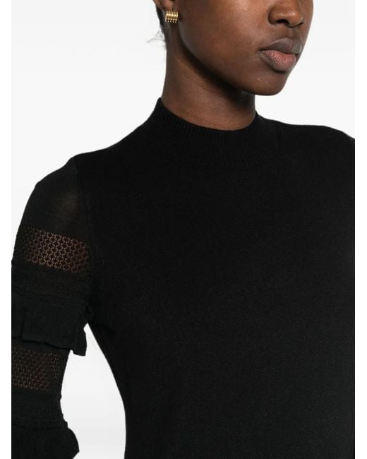 Twinset Black Ruffled-Sleeve Mini Knitted Dress