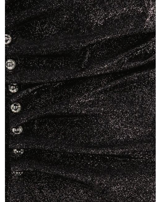 Rabanne Black Draped Press-Stud Top