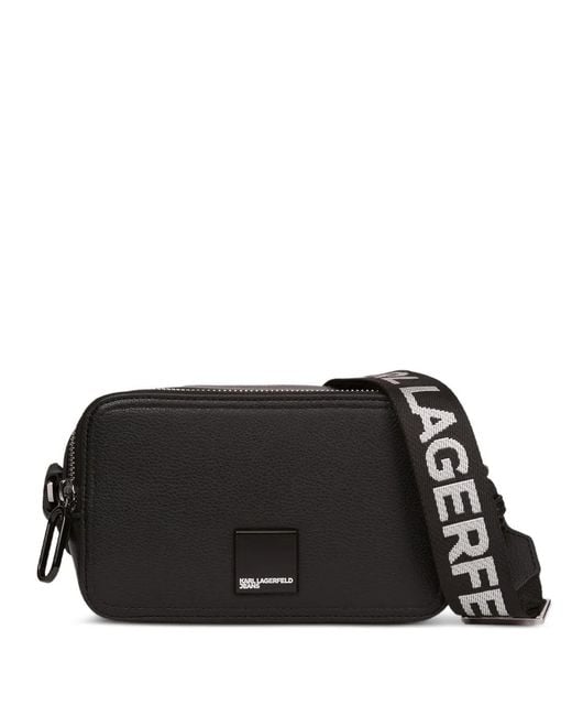 Karl Lagerfeld Black Sacoche À Plaque Logo