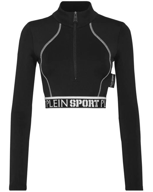 Philipp Plein Black Logo-Underband Crop Top