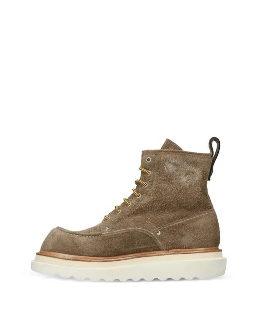 Premiata Brown Lace-Up Leather Boots for men