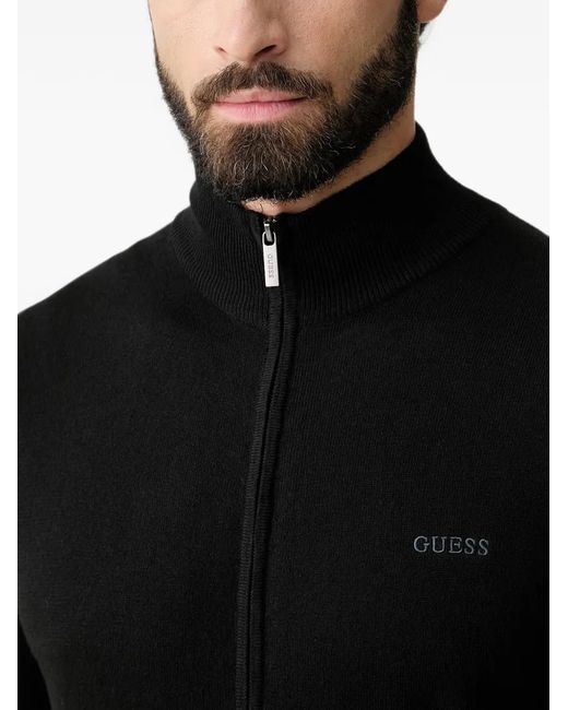 Guess Black Zip-Up Cardigan for men