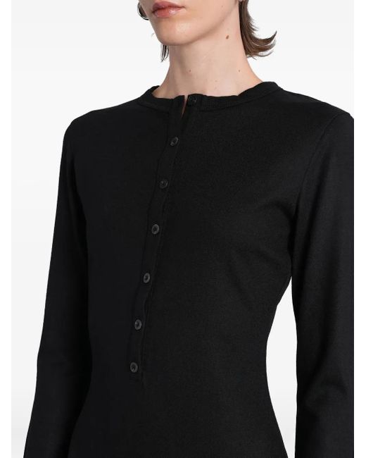 Entire studios Black Long-Sleeve Fitted Midi Dress