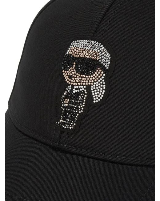 Karl Lagerfeld Black Ikon Rhinestone Cap