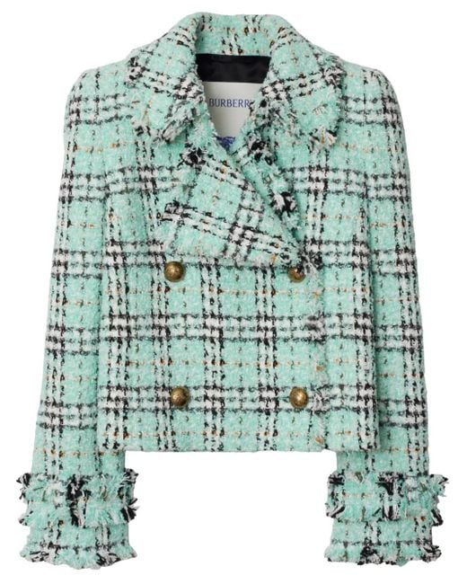 Burberry Green Check Bouclé Jacket