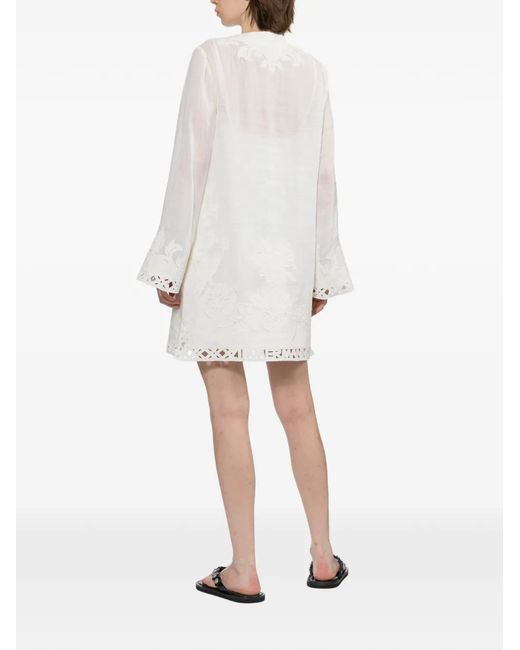 Zimmermann White Indra Embroiderd Tunic Dress