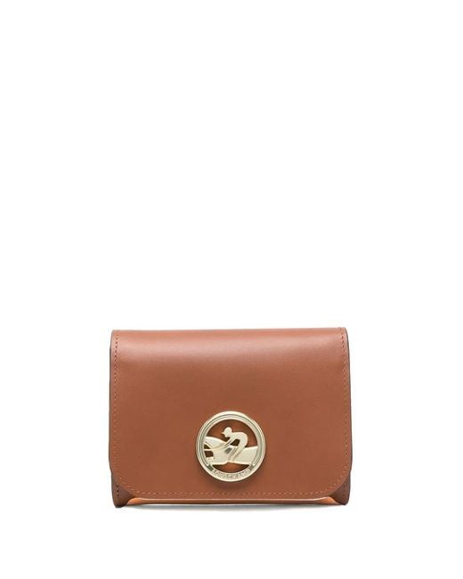 Longchamp Brown Box-Trot Leather Tri-Fold Purse