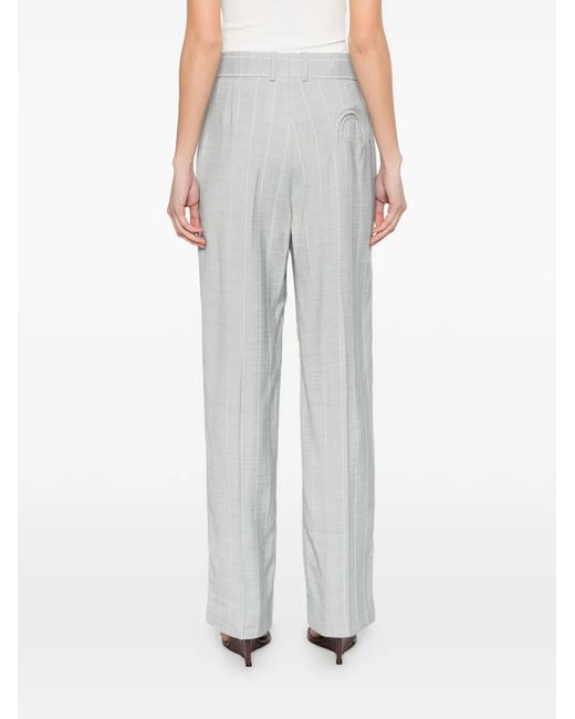 Blazé Milano White Striped Pleated Trousers