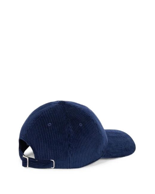 Lacoste Blue Logo-Patch Corduroy Baseball Cap for men