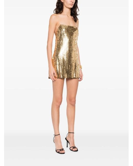 retroféte Natural Sequin Strap Mini Dress
