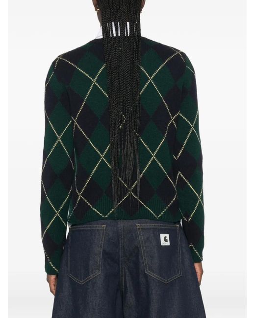 Be You Green Argyle-Knit Sweater