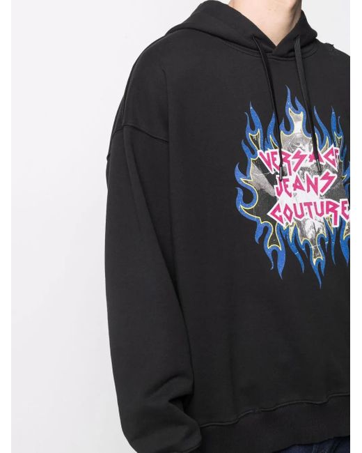 Versace Jeans Couture Blue Rock Logo-Print Hoodie for men