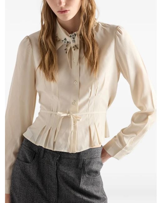 Prada Zijden Blouse in het Natural