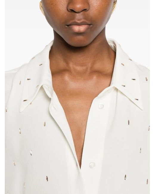 Fabiana Filippi White Chemise À Ornements De Perles Et Manches Longues