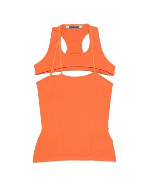 OTTOLINGER Orange Cut-Out Ribbed Tank Top