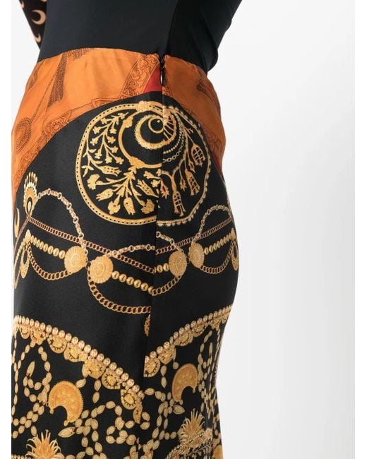 MARINE SERRE Black And Regenerated Jewellery Print Silk Skirt - Women's - Silk