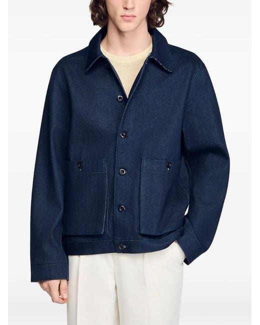 Sandro Blue Denim Worker Jacket for men