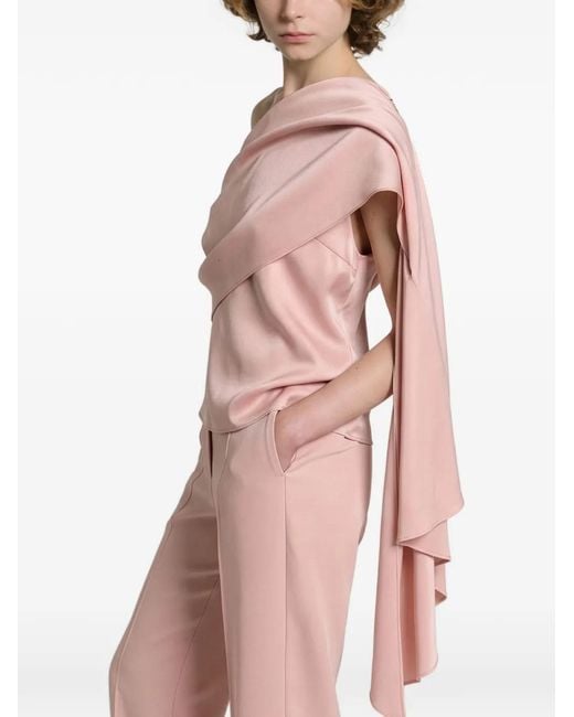 Alberta Ferretti Pink Pressed-Crease Straight-Leg Trousers