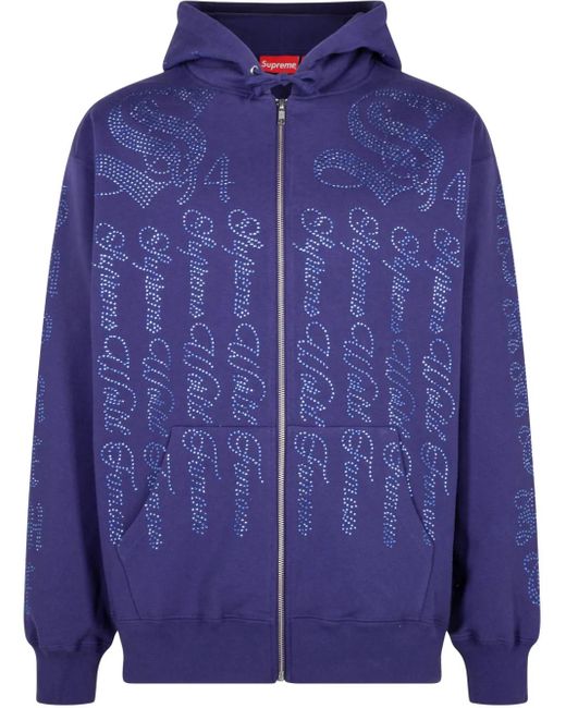 Supreme Blue "Ss 22 Washed" Zip-Up Hoodie for men