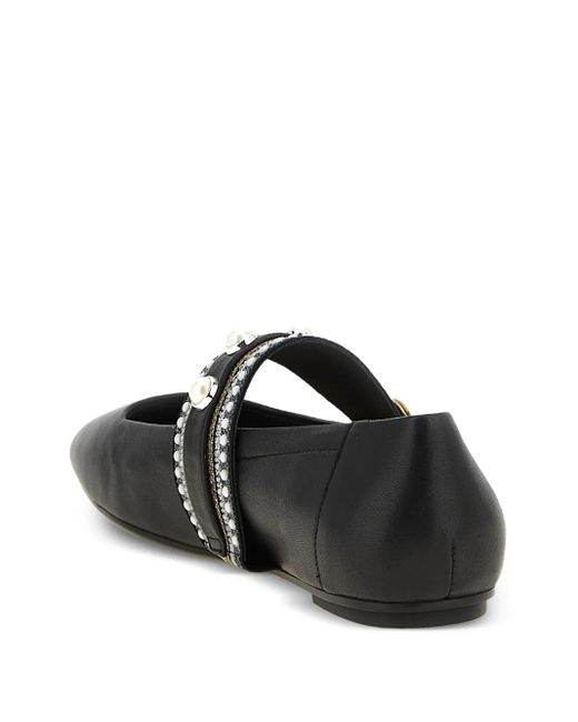 Pinko Black Embellished-Buckle Ballet Flats