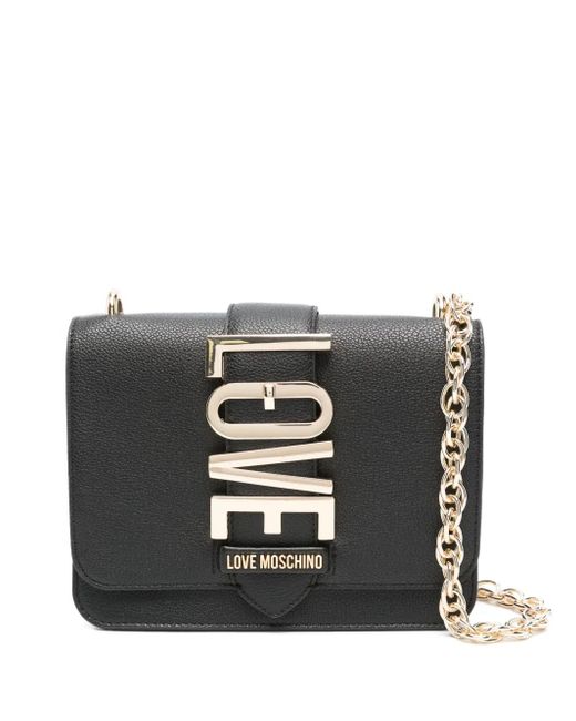 Love Moschino Black Logo-Plaque Crossbody Bag