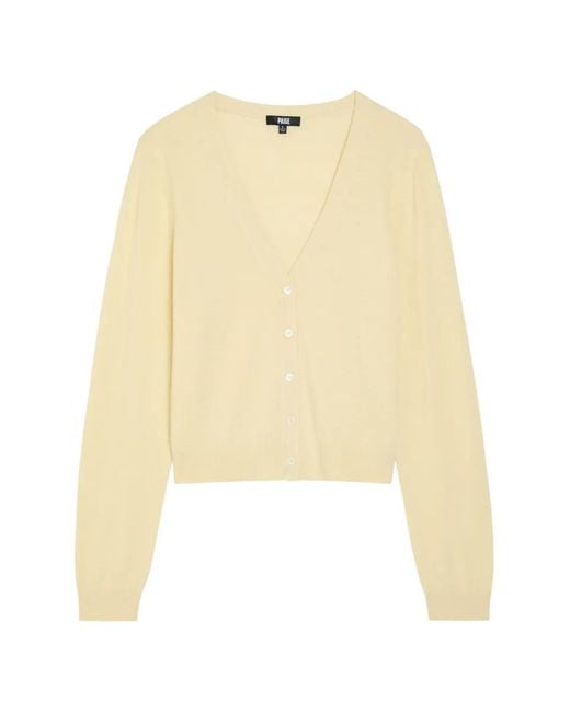 PAIGE Natural Brioche Fine-Knit V-Neck Cardigan