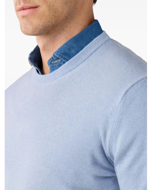 Hackett Blue Elbow-Patch V-Neck Knit for men