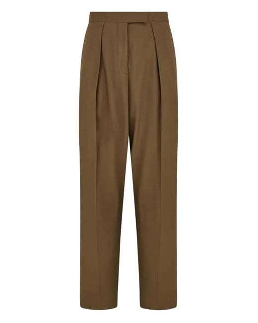 Ferragamo Green Pleat-Front Tailored Trousers