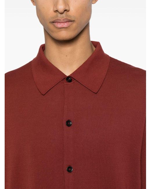 Camisa de punto fino Lemaire de hombre de color Red