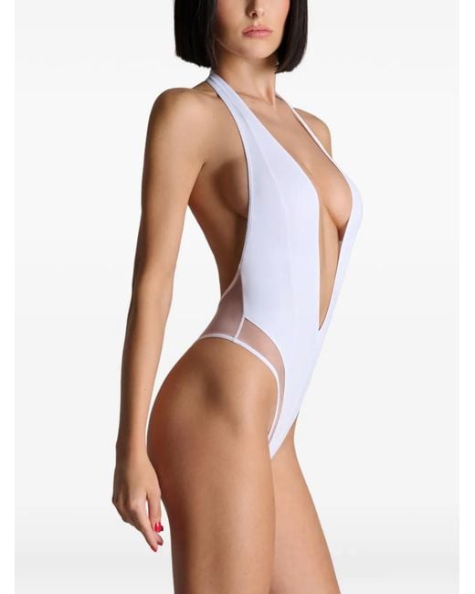 Maison Close White Pure Tentation V-Neck Bodysuit