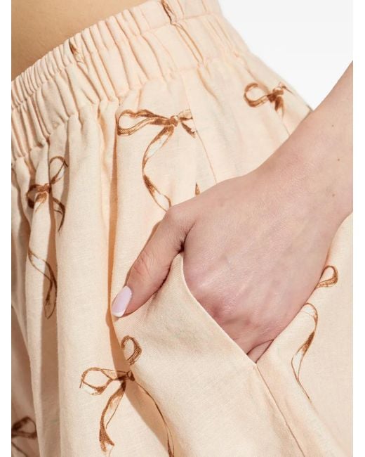 Forte_forte Natural Bow-Print Shorts