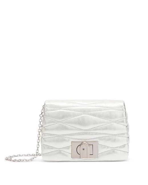 Furla White Quilted Chain Mini Bag