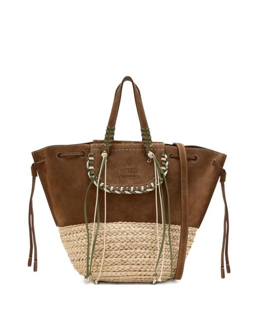 CUBA LAB Suède Shopper Met Gevlochten Afwerking in het Brown