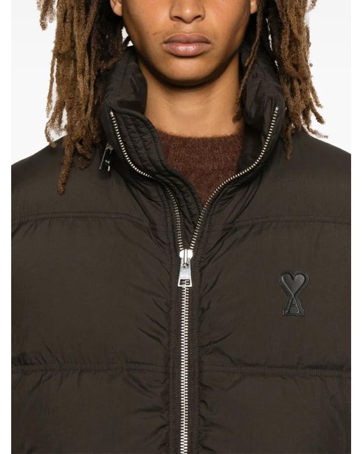 AMI Black Ami De Coeur Down Puffer Gilet for men