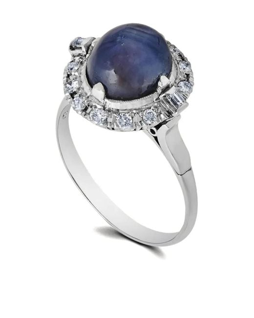 Jewels Aficionado White Platinum Sapphire Diamond Halo Ring