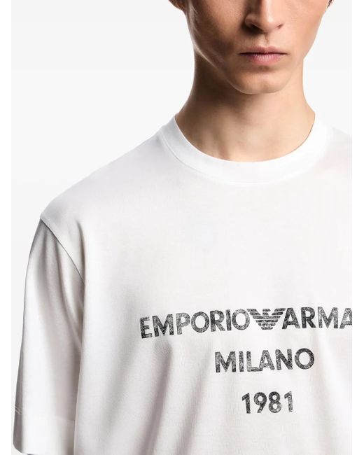 Camiseta con logo estampado Emporio Armani de hombre de color White