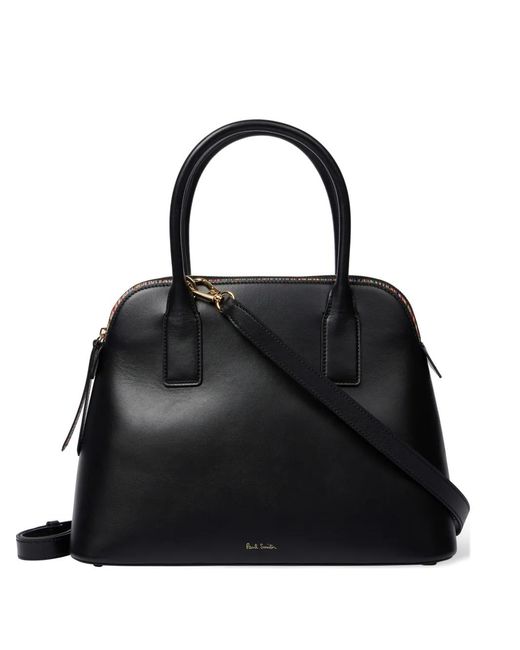 Paul Smith Black Signature Stripe Leather Tote Bag for men