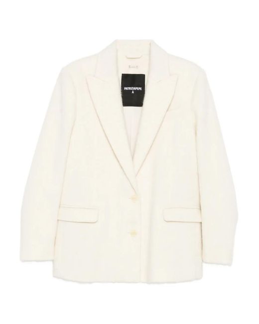 Patrizia Pepe White Single-Breasted Blazer