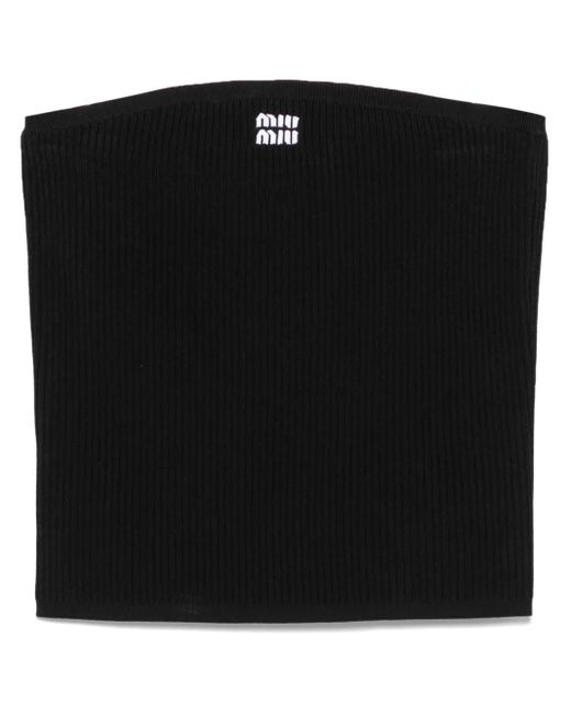 Miu Miu Black Geripptes Cropped-Top