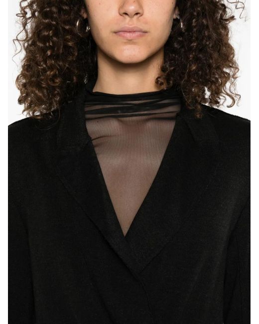 R13 Black Wrap-Effect Top