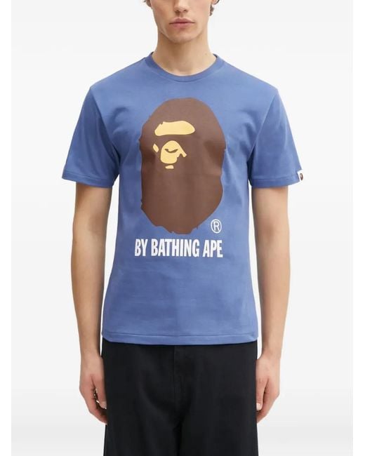A Bathing Ape Blue Printed T-Shirt for men