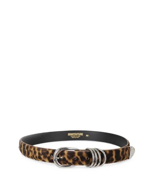 Semicouture White Xiomara Leopard-Print Triple-Loop Belt