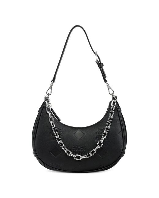 MCM Black Small Chain-Link Shoulder Bag