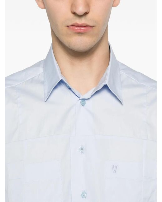 Vetements Blue Cropped Raw-Edge Shirt