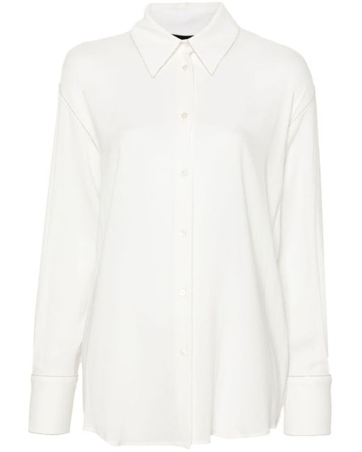 Camisa de georgette con botones Fabiana Filippi de color White